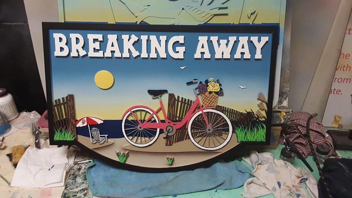 Signs completed by artist Joseph Rasinski who now works on a sign at ASL Signs in Myrtle Beach. The Murrells Inlet resident has spent more than a decade working on beach signs for homes, hand painting and customizing them through techniques he has learned over the years. He will now use his skills at ASL. July 15, 2025. Photos courtesy of Joseph Rasinski.
