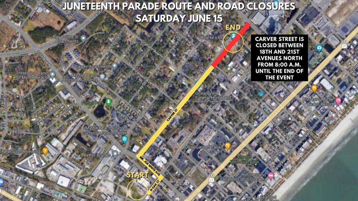 Road closures set for Myrtle Beach Juneteenth parade. What areas will affect drivers