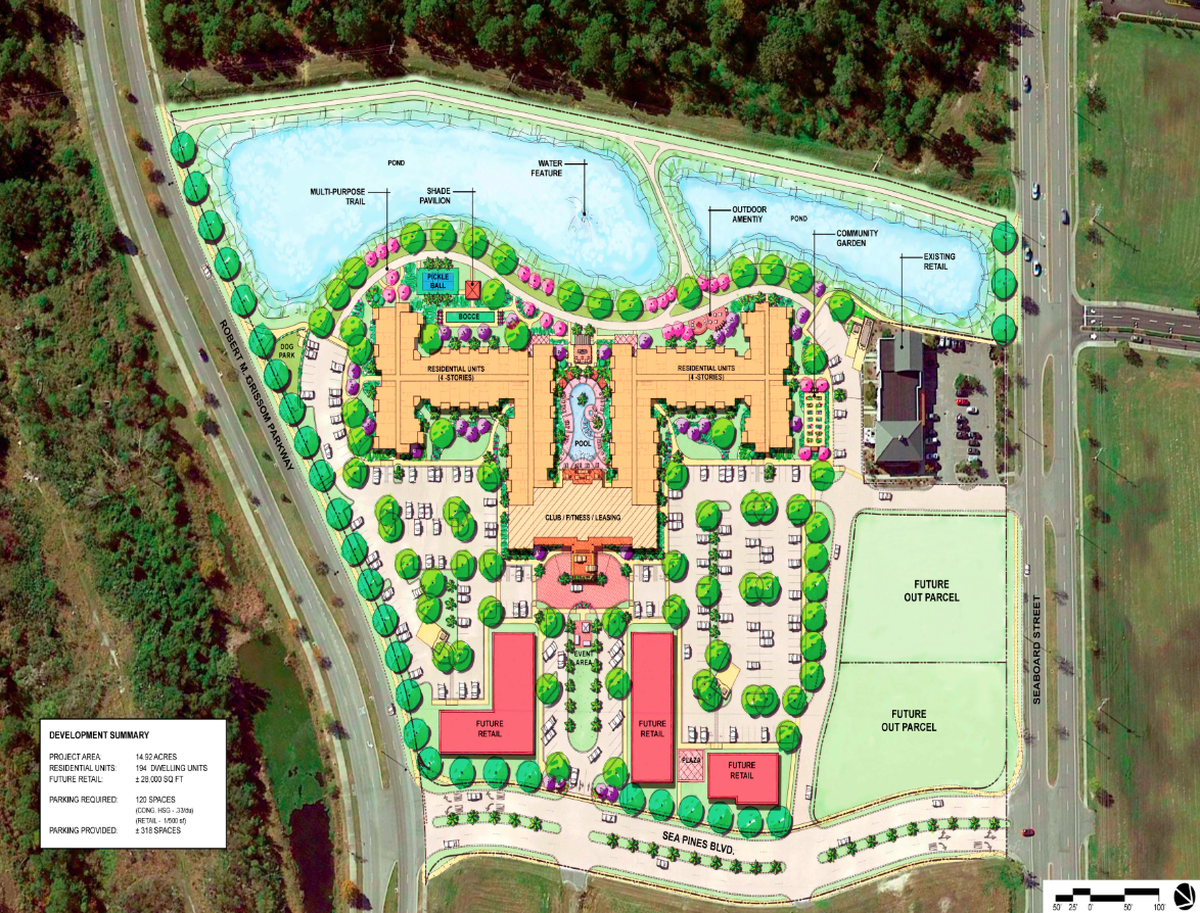 A rendering of the proposed Retreat at Coastal Grand, an adult living community.