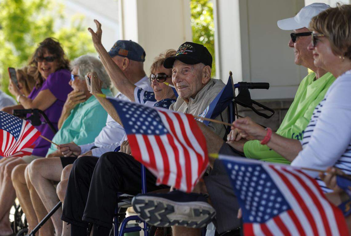 Augustine “Gus” Preno, believed to be the oldest living World War II veteran in SC, was celebrated on his 109th birthday Monday at the River Park Senior Living Center in Little River, S.C. with a parade. April 13, 2026.