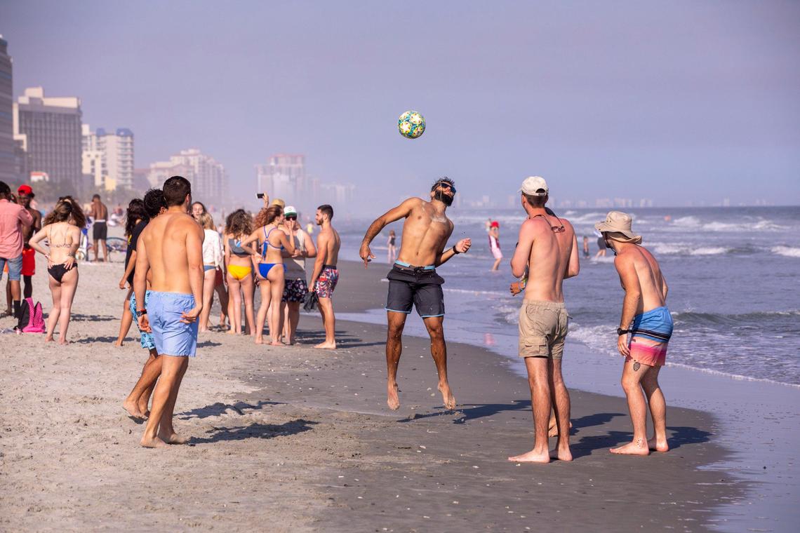 With government officials warning people to take caution and self quarantine, over a hundred college students were partying on 65th Avenue North in Myrtle Beach on Thursday. March 19, 2020.