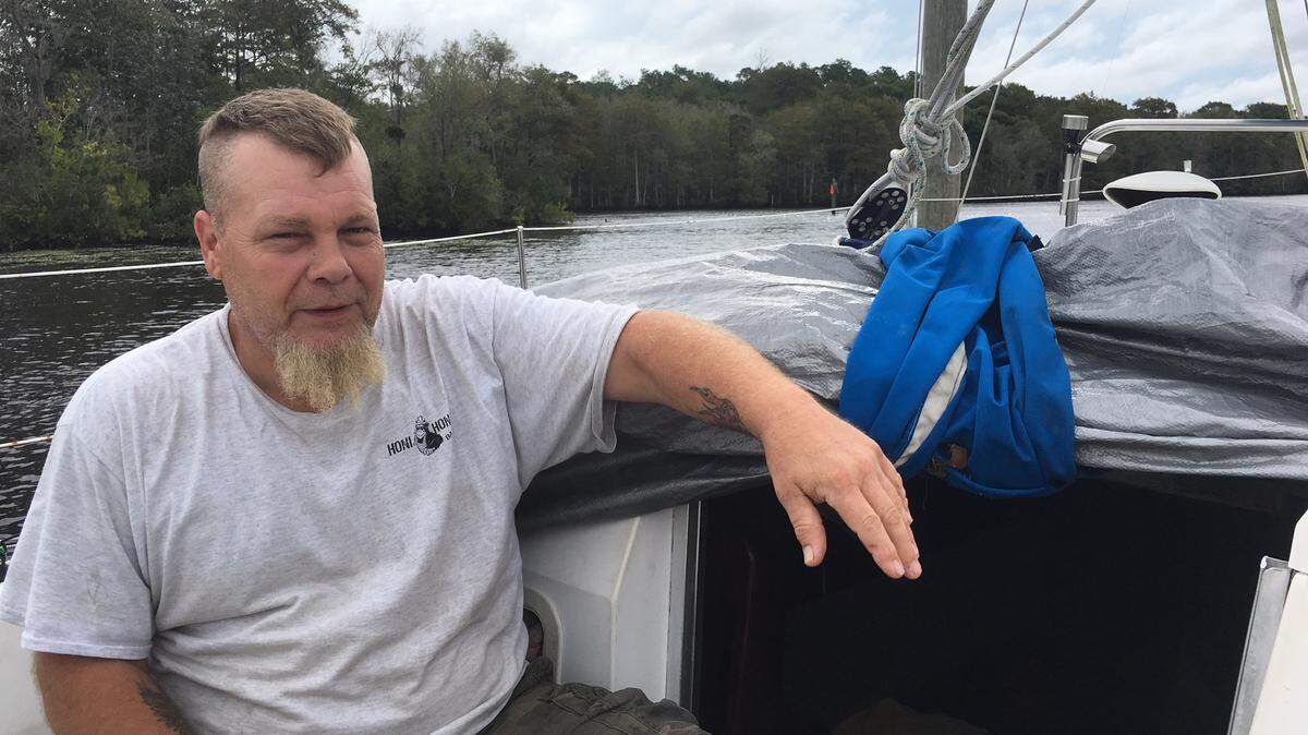 Courtenay Starr rode through Hurricane Matthew at the same dock in 2016, and he plans to ride out Hurricane Florence with his girlfriend, Patti Lewis.
