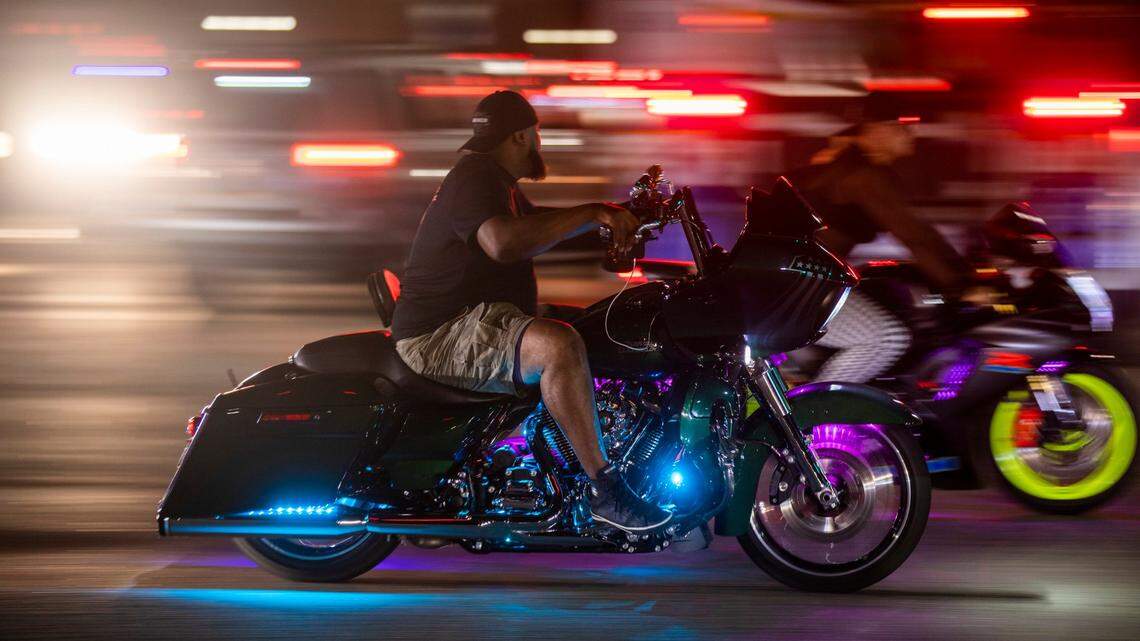 Atlantic Beach Bikefest returns to the Myrtle Beach area combined with the holiday weekend tourists resulted in a packed Ocean Boulevard in Myrtle Beach on Saturday night of Memorial Day weekend 2022.May 28, 2022.