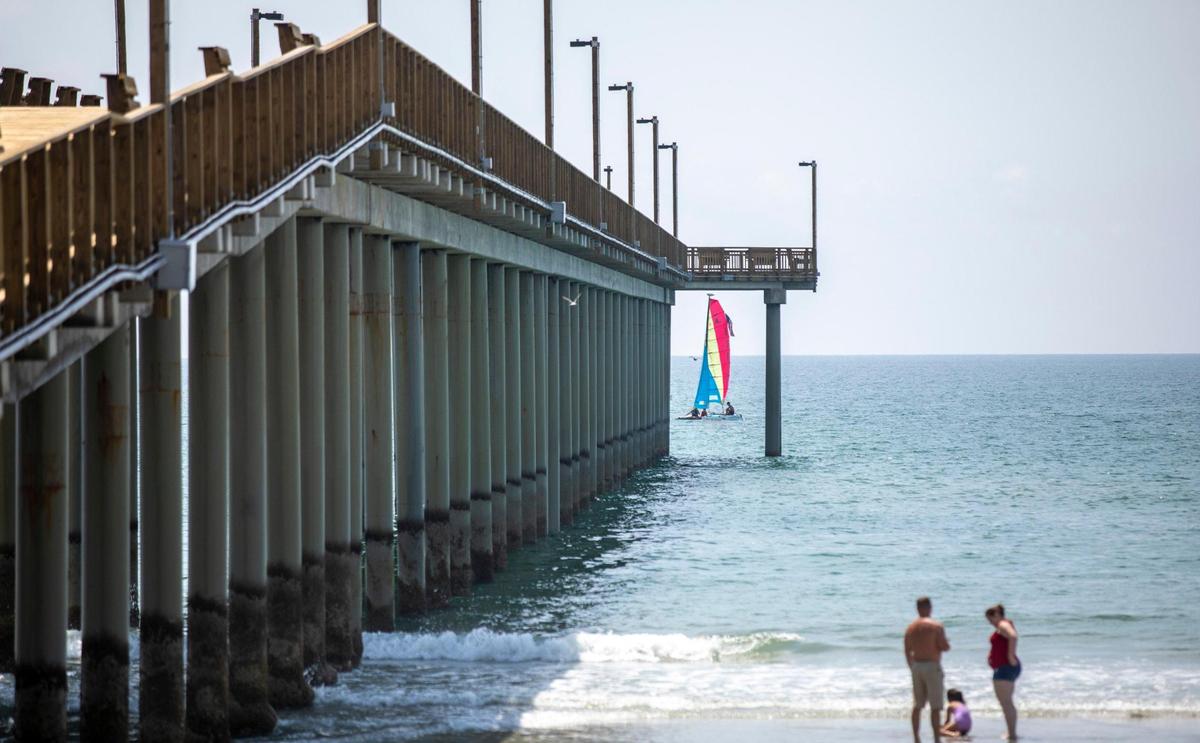 The Springmaid Pier has been rebuilt following storm damage from Hurricane Matthew in 2016. The structure, 1,060 feet long and 24-feet wide was built with concrete and steel in four sections to more easily repair future storm damage. July 2, 2020