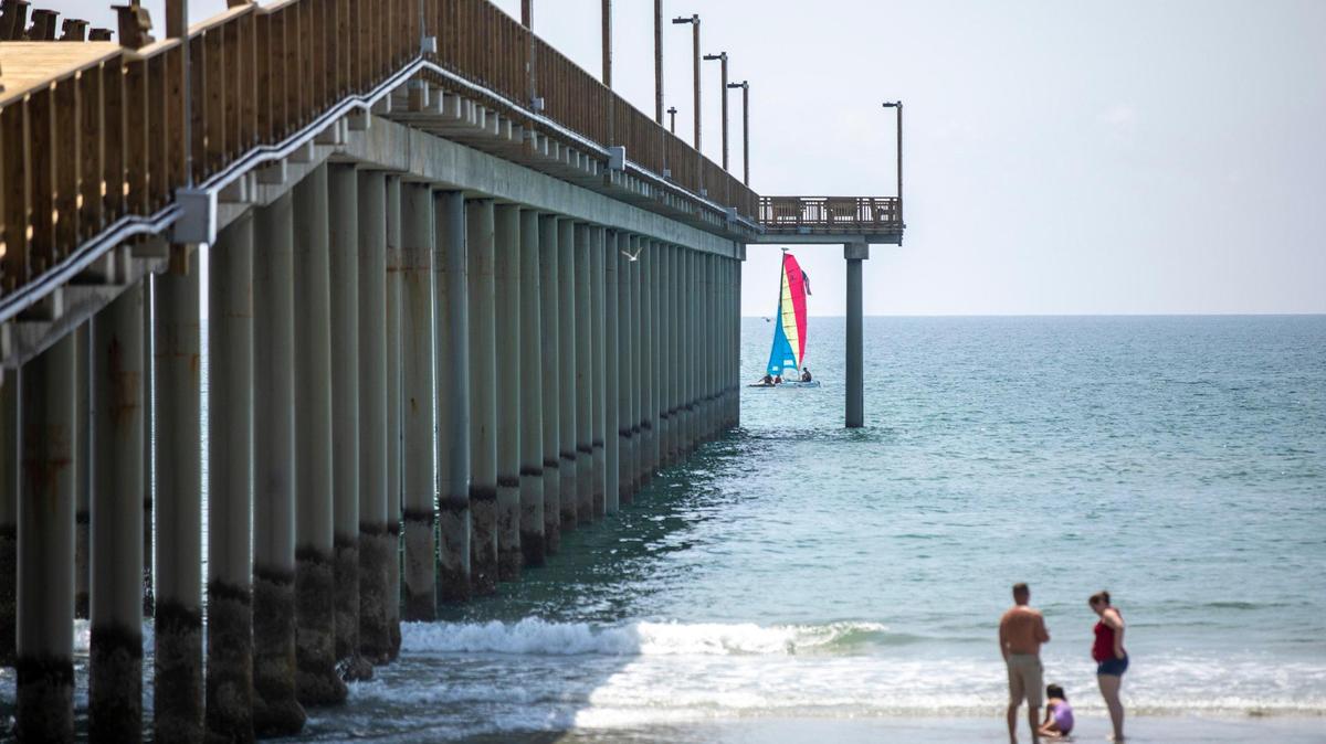 The Springmaid Pier has been rebuilt following storm damage from Hurricane Matthew in 2016. The structure, 1,060 feet long and 24-feet wide was built with concrete and steel in four sections to more easily repair future storm damage. July 2, 2020