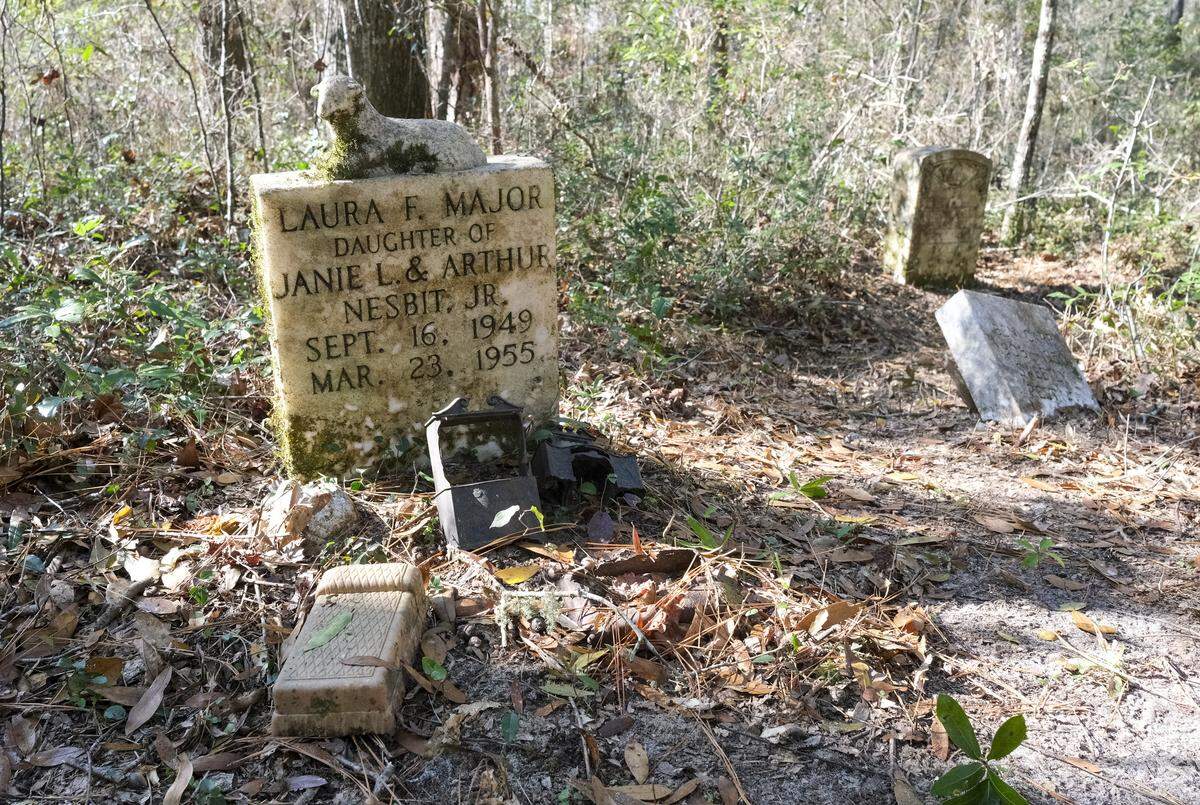 Grave sites of enslaved people and their family members are adorned with mementos in a wooded area at Laurel Hill Plantation within Brookgreen Gardens on Jan. 7. The ‘Silent Cities’ tours have resumed at Brookgreen Gardens where visitors can learn about the history of the plantations on the site and the burial customs of both the plantation owners and the enslaved people that once lived in the area. 