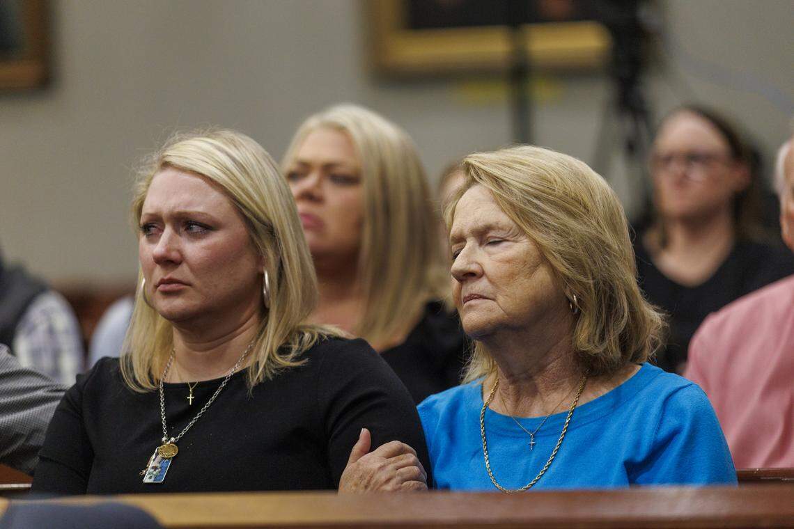 Jennifer Foley, sister of Scott Spivey and her mother Deborah Spivey react to Weldon Boyd’s testimony during the Stand Your Ground hearing for Weldon Boyd, owner of Buoys on the Boulevard, and Kenneth “Bradley” Williams in the shooting death of Scott Spivey. Boyd and Williams have been named in a wrongful death lawsuit by the Spivey family in his shooting death nearly three years ago. 