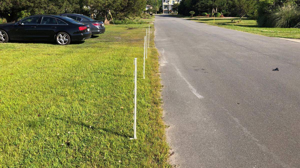Obstructions placed along a public rights-of-way in North Myrtle Beach on 14th North between Ocean Boulevard and Hillside Drive in 2019.
