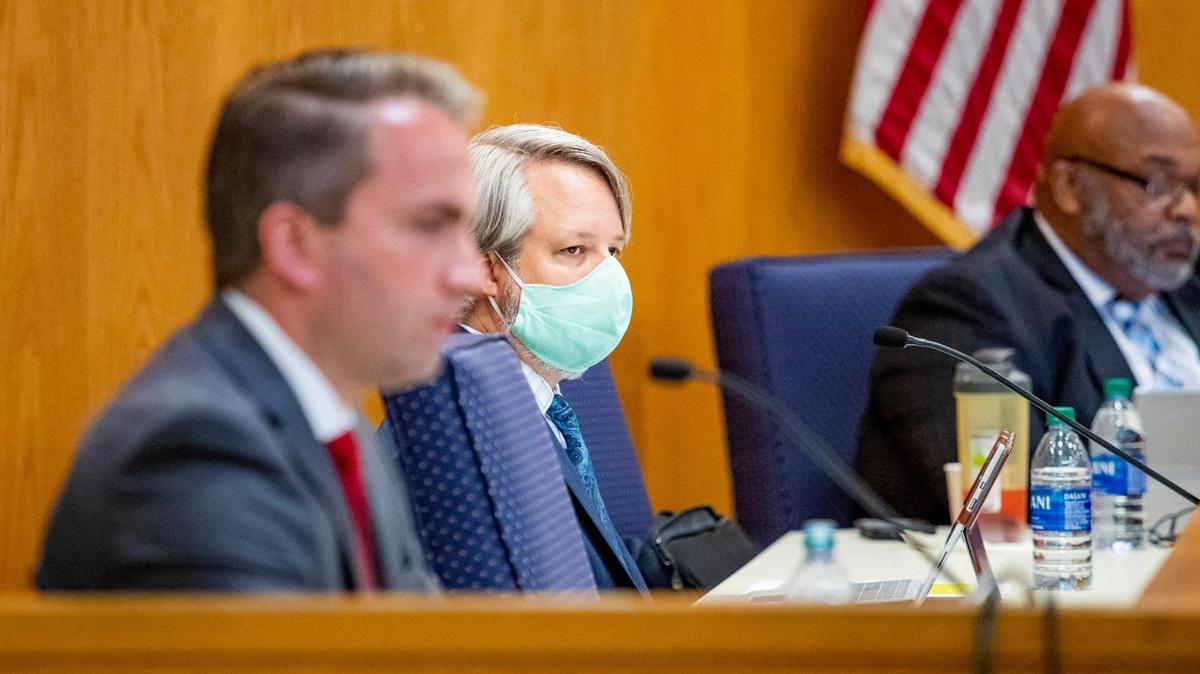 Myrtle Beach Councilman Gregg Smith wears a face mask during a City Council meeting on June 9.