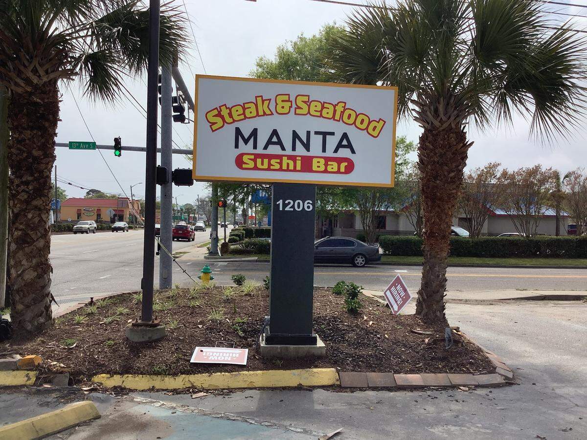 Manta Steak & Seafood Sushi Bar is expected to open this week at 1206 South Kings Highway in Myrtle Beach.