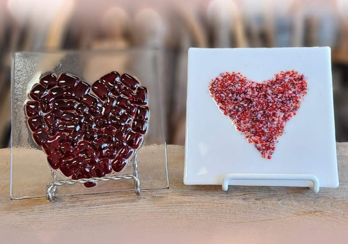 Love birds can learn a new skill this Valentine’s Day making fused glass hearts at Drifter’s Wood in Conway, SC. From Facebook. January 25, 2023.