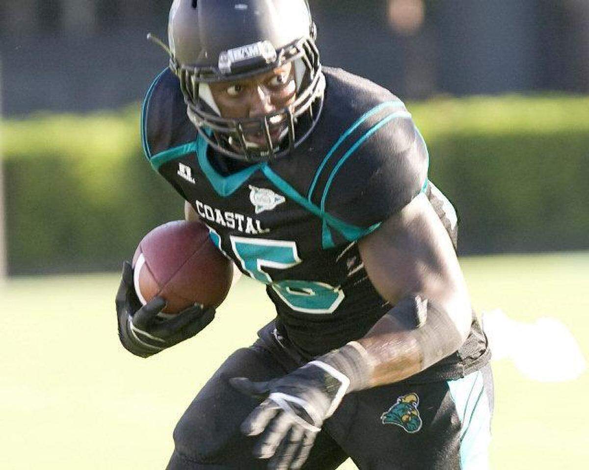 Former Coastal Carolina University running back Lorenzo Taliaferro was drafted 138th overall in the 2014 NFL Draft by the Baltimore Ravens. He died in December 2020 at the age of 28.