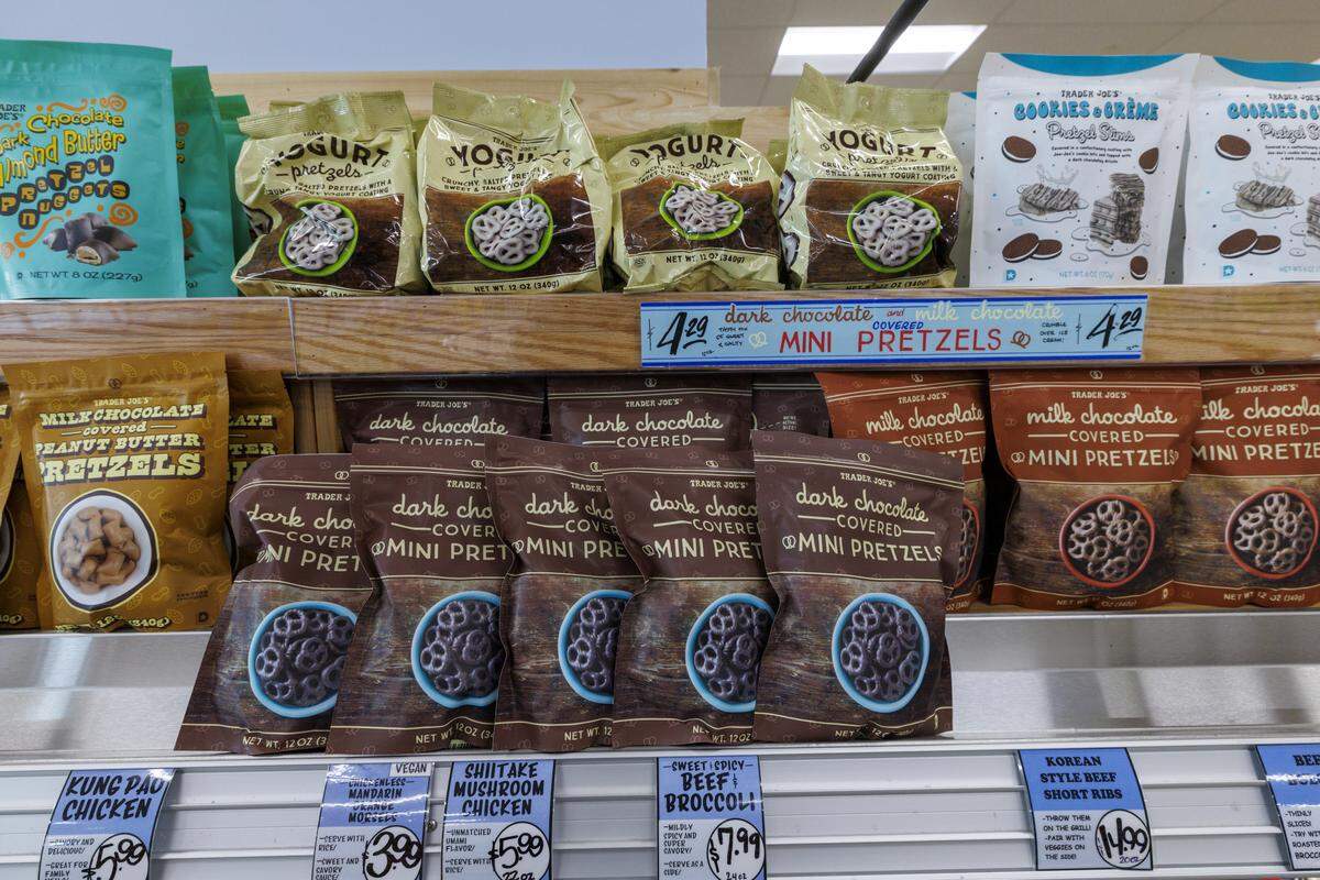 Chocoholics can satisfy their sweet tooth with chocolate covered pretzels and peanut butter cups.