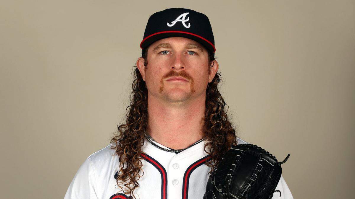 Feb 23, 2024; North Port, FL, USA; Atlanta Braves pitcher Grant Holmes (86) poses for a photo during photo day at CoolToday Park. Mandatory Credit: Kim Klement Neitzel-USA TODAY Sports