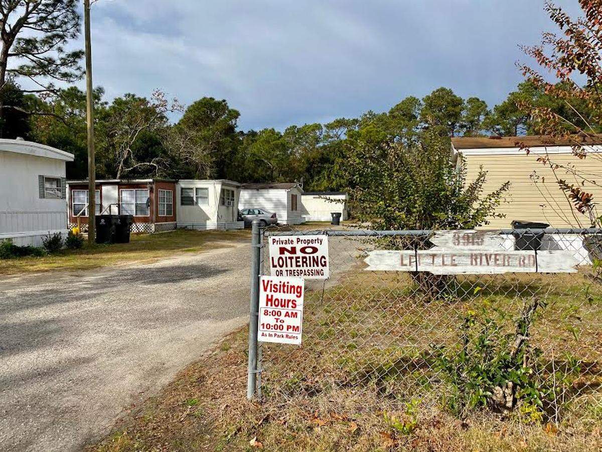 The mobile home park where Marie Martin was killed as it looks in 2020.