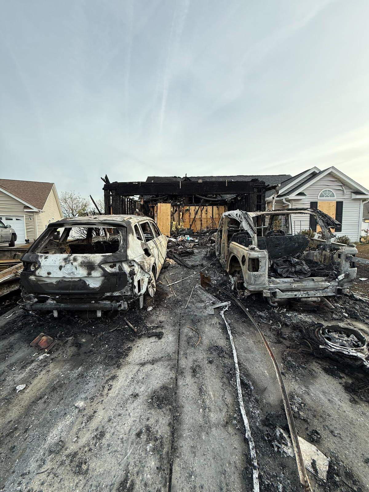 Both of Terry Waters’ vehicles, including a Jeep that was a graduation gift to Emily Waters, were destroyed in a house fire on Nov. 20, 2025. The community has stepped up to help the father and daughter who live in the Forestbrook community in the Myrtle Beach, South Carolina, area.