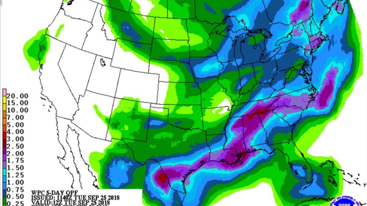 Rainfall projections on Sept. 25, 2018.
