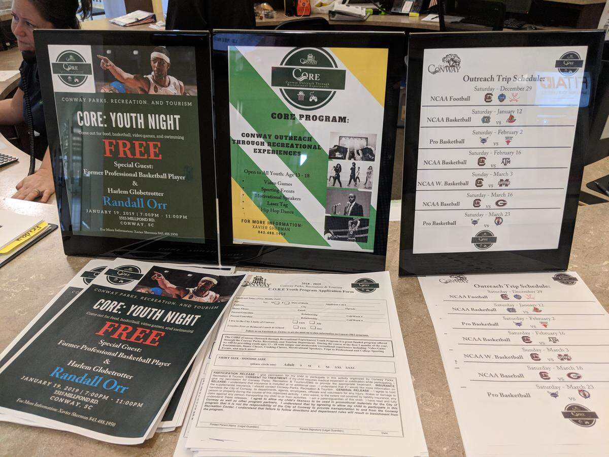 An advertisement for the CORE program in the Conway Recreation Center.