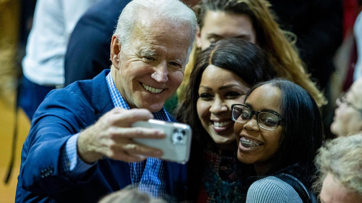 In this 2020 file photo, then-candidate Joe Biden takes a selfie with young voters at Coastal Carolina University. Some young North Carolina Democrats say Biden and the Democrat-led Congress haven’t done enough on to address reproductive rights, gun violence and student loans.