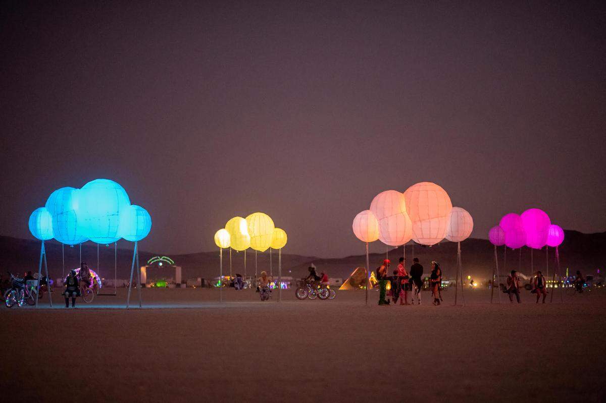 “Cloud Swings” is a new art exhibit coming to Broadway at the Beach in the Grand Strand as part of “Illumination Park: An Art Experience.”