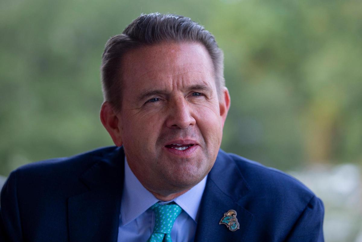 Michael T. Benson, who was announced as Coastal Carolina University’s new president on Oct. 2, 2020, spoke to The Sun News on Oct. 3, 2020 at Springs Brooks Stadium in Conway. October 3, 2020.