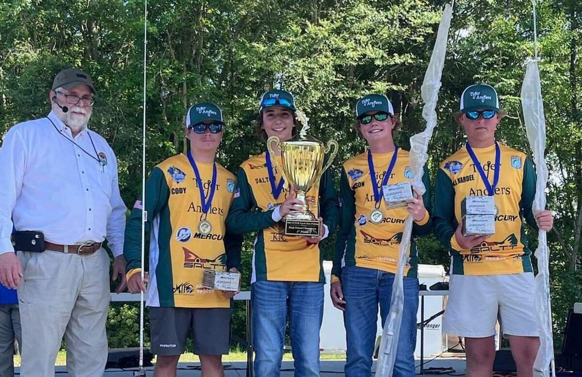 Conway Tiger Anglers Cody Wilder, Dalton Williams, Mason Hardee and Will McGuirt claimed the S.C. DNR Youth Bass Fishing Championship team title for high school anglers on Lake Marion on April 23.
