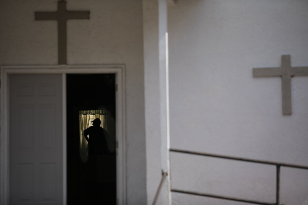 Ben Owens, a member of Victoria Chapel Holiness Church looks out over the wet sanctuary after flooding from Hurricane Florence entered the Bucksport, SC church. Flooding along Bucksport Road finally receded enough on Wednesday for residents to get a first look at their flooded homes. Wednesday. October 3, 2018.