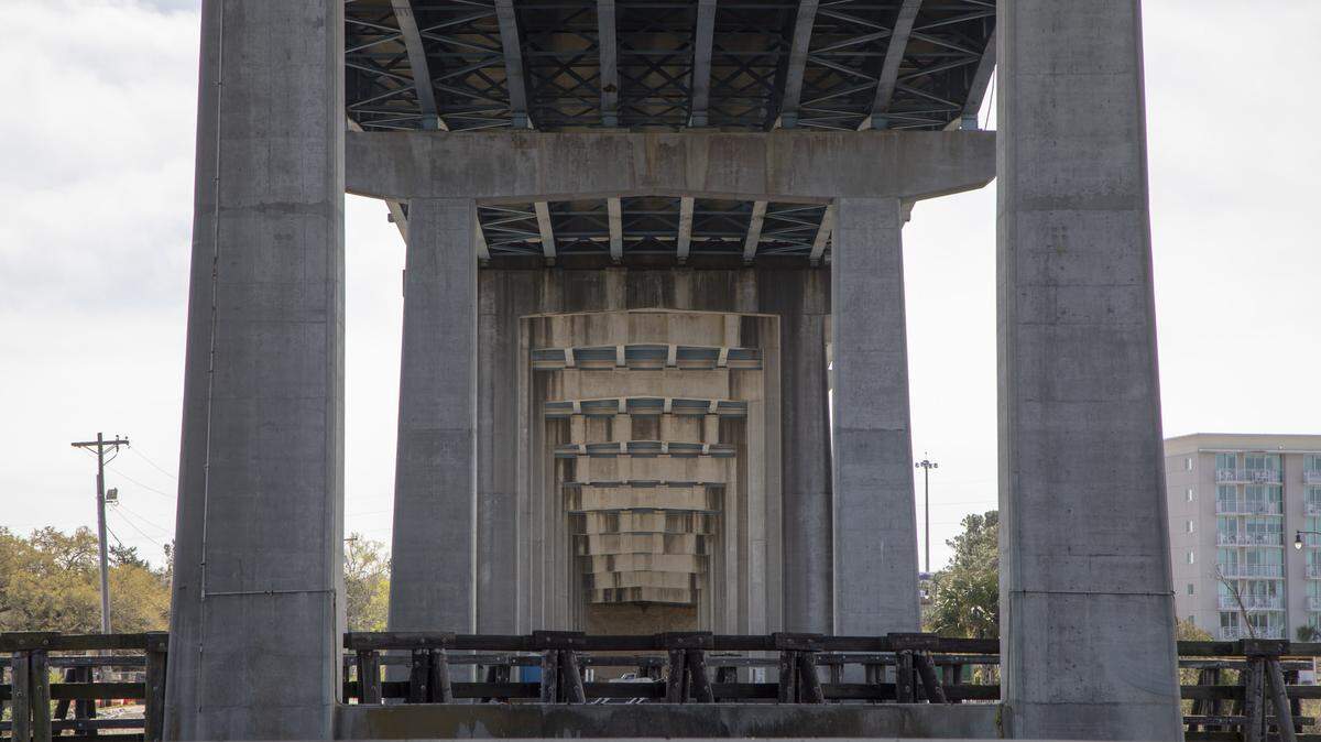 A look underneath the Hwy. 17 bridge running over the Intracoastal Waterway in North Myrtle Beach.