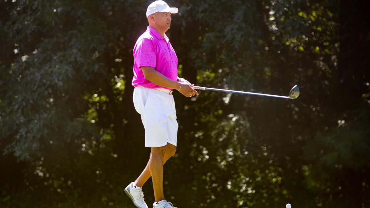 Tony Rabonza, a retired 26-year Air Force veteran, approaches the tee at Wild Wing Plantation in Conway. Rabonza is playing in his sixth consecutive PlayGolfMyrtleBeach.com World Amateur Handicap Championship, and third in a row while traveling from his home in Germany.