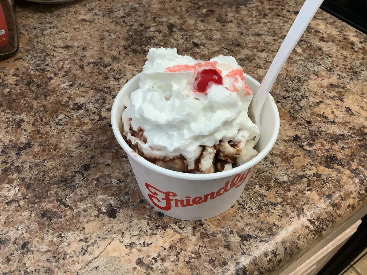 An ice cream sunday from Friendly’s restaurant in Myrtle Beach.