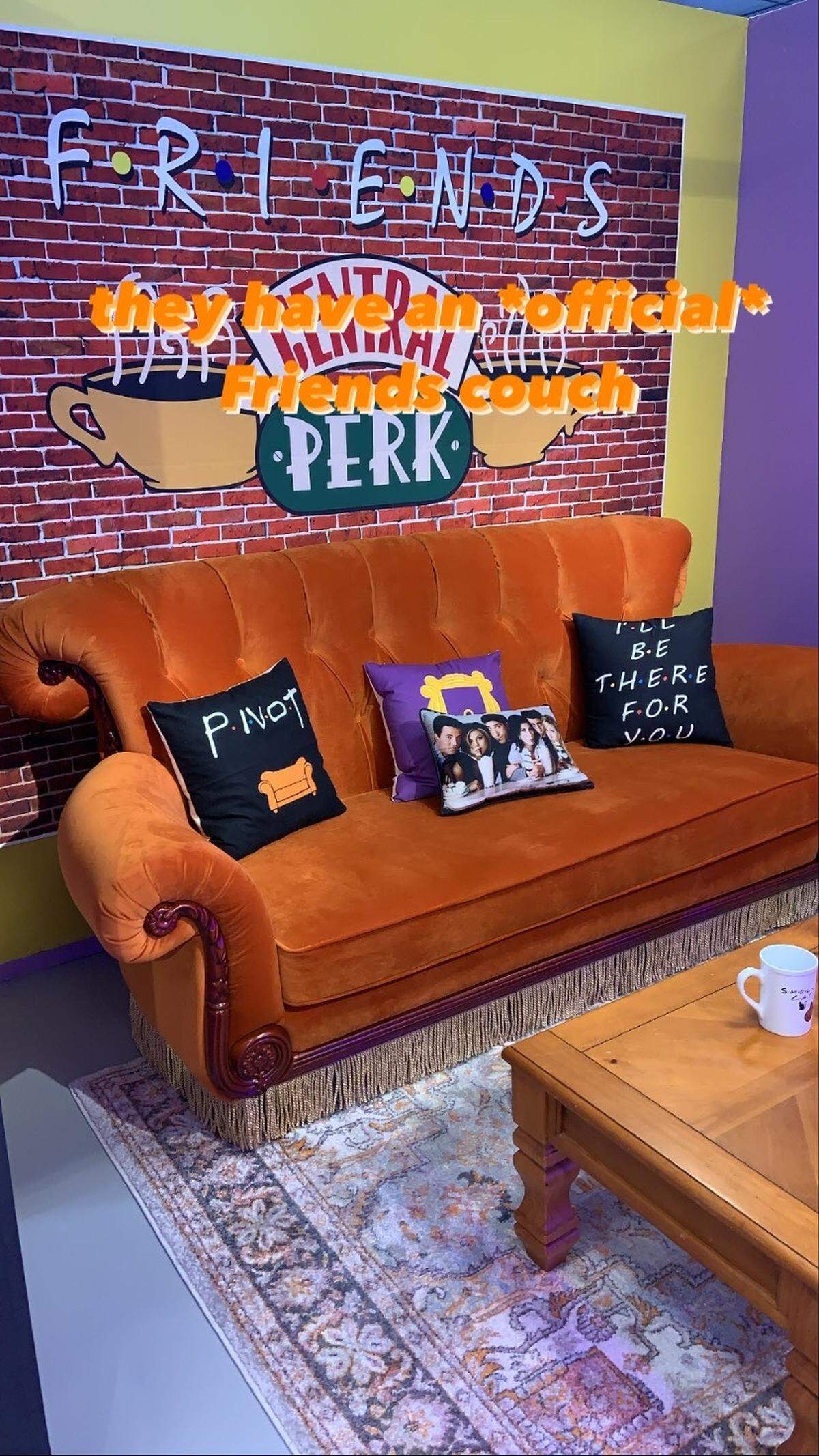 If you enjoy the show “Friends,” you can pretend like you’re in the coffee shop with your friends on an “official” couch.