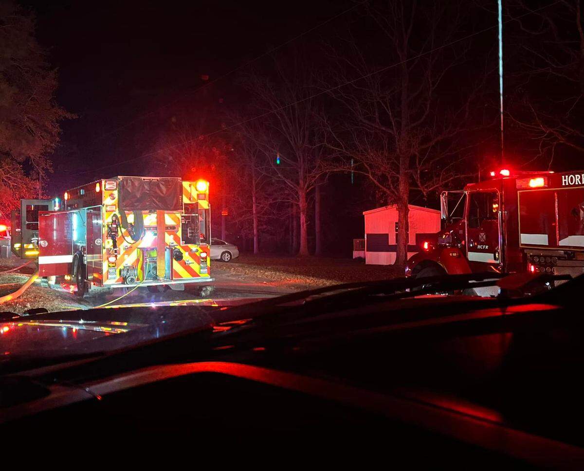 Horry County Fire Rescue responded to a mobile home fire in the Conway area Tuesday, Dec. 3, 2024. At least one person was killed in the fire.