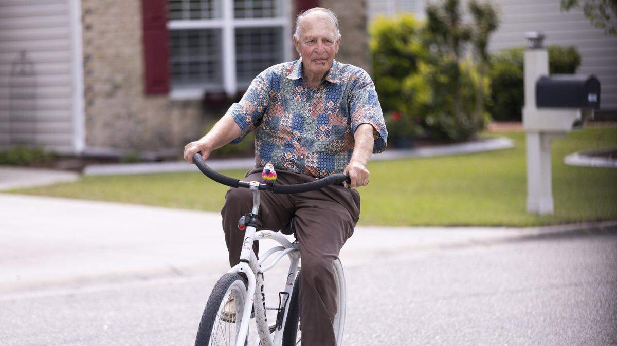 A retiree rides his bike dozens of miles a day around his Forestbrook neighborhood. Many businesses are catering to the growing retiree population. April 8, 2020