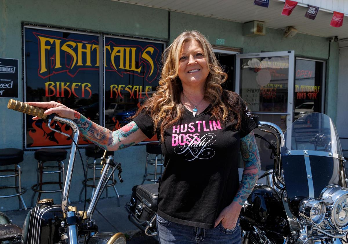 Fishtails Biker Resale & Consignment is owned by Veronica “Vee” Markum and Johnny Hinchburger. Vee moved to the MB area 8 years ago and got the idea to open a biker consignment shop here after seeing there were none. In her previous city, Cincinnati Ohio, there were several biker consignment shops providing affordable gear to bikers. April 17, 2025.