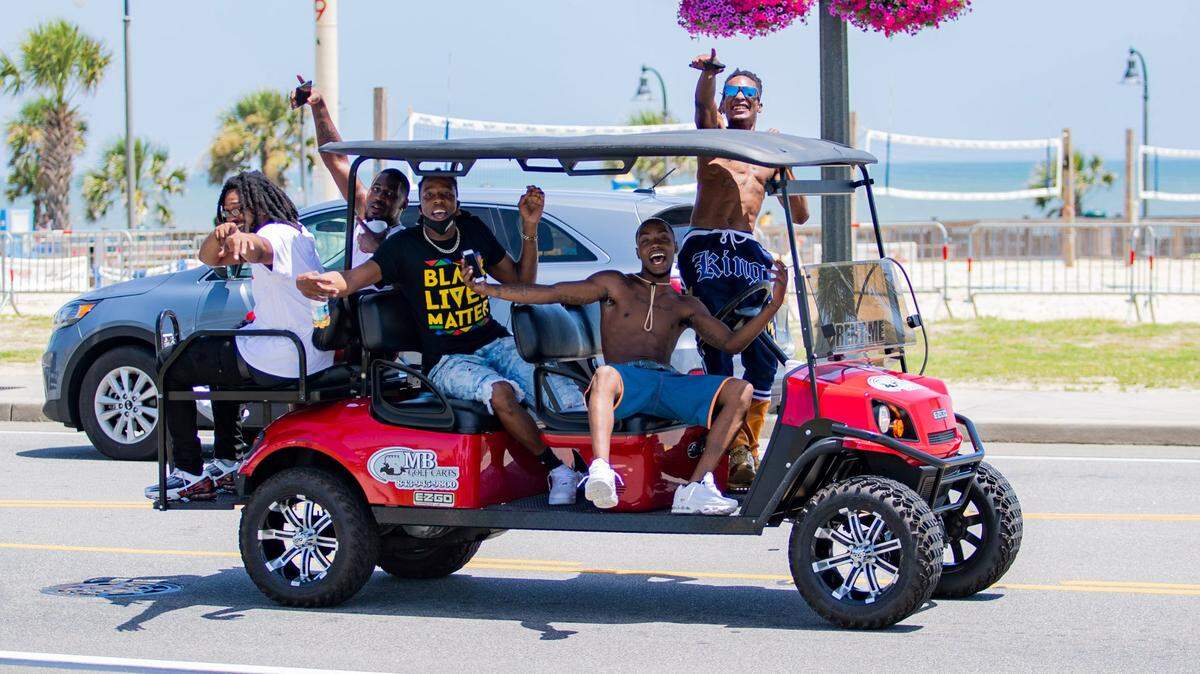 Golf carts are a popular option for local travel.