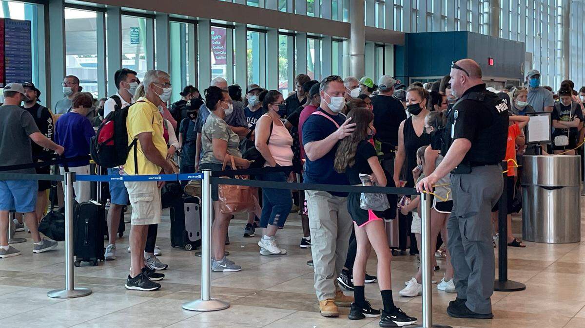 Horry County Police officers working at the Myrtle Beach International Airport don’t wear masks in spite of the federal mask requirement at public transportation.