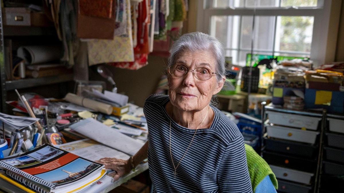 Dixie Dugan, sits in her home studio Myrtle Beach, S.C. surrounded by her art which proximately features origami paper work and watercolor painting. Dugan, age 95, founded the Waccamaw Art Guild which is now celebrating it’s 50th year. November 9, 2022.