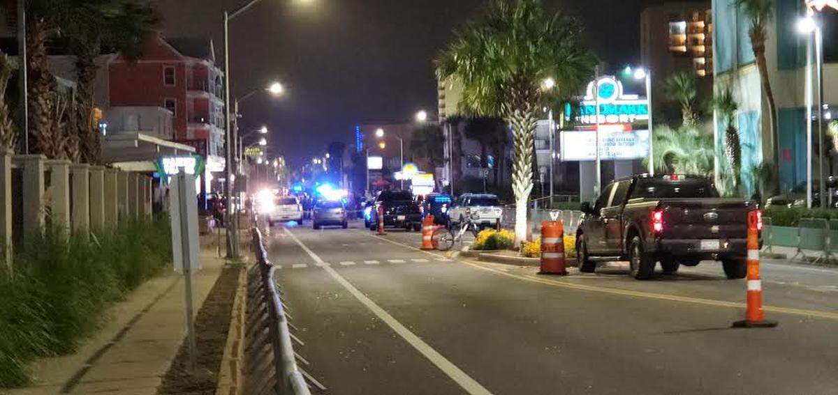 Myrtle Beach police respond to a shooting near Ocean Boulevard and 15th Avenue South on May 25.