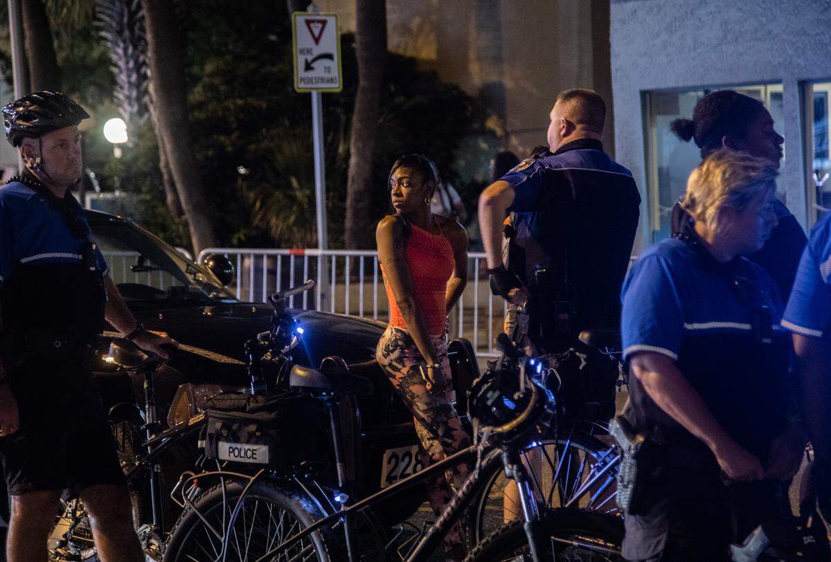 Police conduct a traffic stop on Ocean Boulevard in Myrtle Beach early Saturday morning, May 26, 2018. Some people who come down for the Atlantic Beach Bikefest claim that the heavy police presence and 23-mile loop are unfair and racist, citing comparisons to the fall motorcycle rally in Murrells Inlet and North Myrtle Beach that attracts a predominately white crowd.