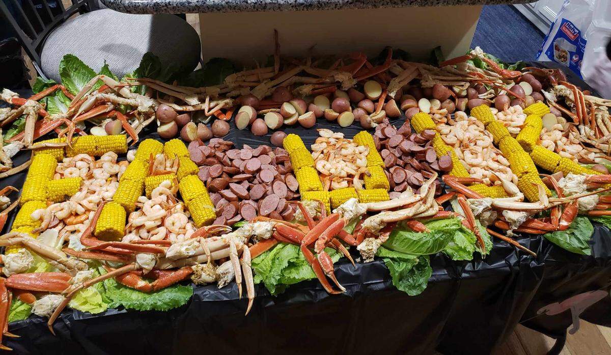 Faulk spelled out in corn cobs for a boil one year at a Faulk family reunion.
