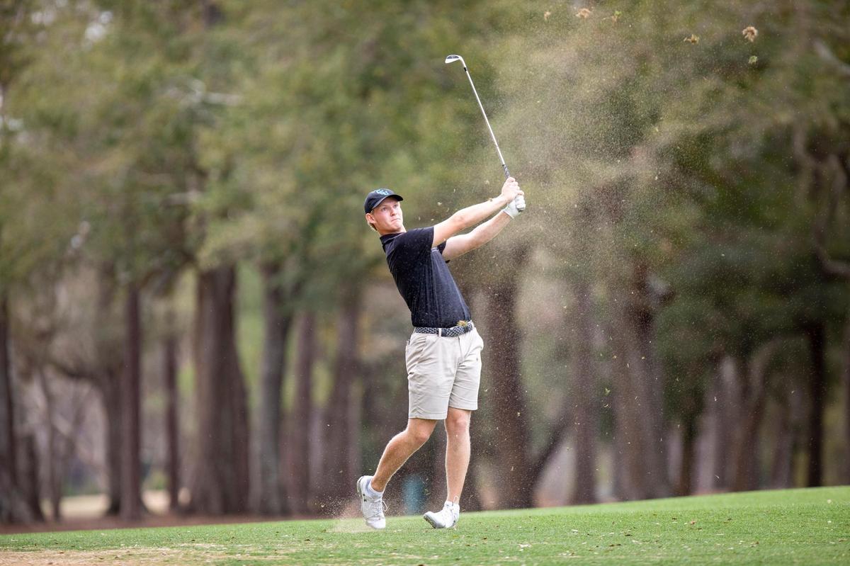 Coastal Carolina golfer Tyler Gray takes a shot down the fairway during his freshman year at the 2019 General Hackler Championship at The Dunes Golf and Beach Club in Myrtle Beach.