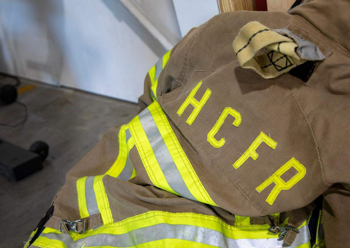 A Horry County fire jacket at Station 23 in the Conway area.
