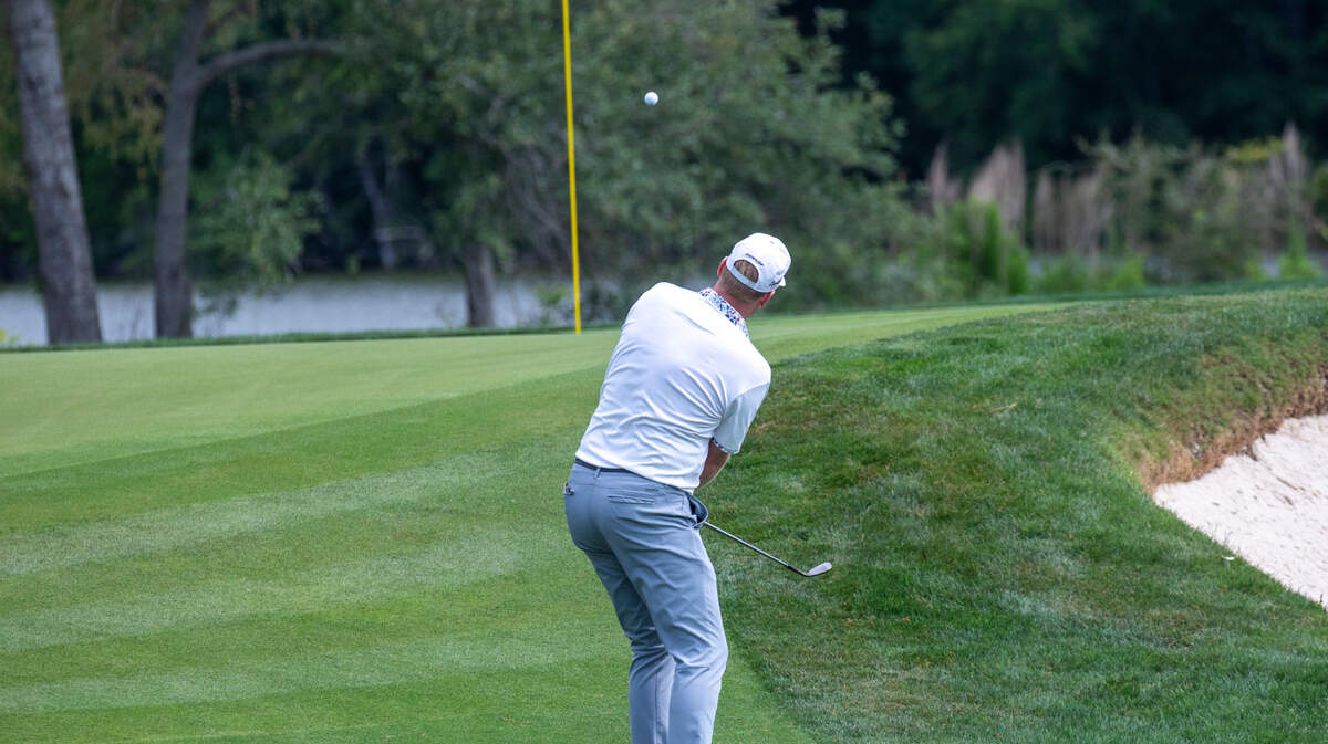 Ryan Brehm sinks a chip shot at the inaugural 2024 Myrtle Beach Classic, a PGA TOUR event teed off at The Dunes Beach and Golf Club in Myrtle Beach, S.C. The four day event is part of the FedExCup Regular Season schedule featuring a $3.9 million purse and is sponsored by Visit Myrtle Beach. May 9, 2024.