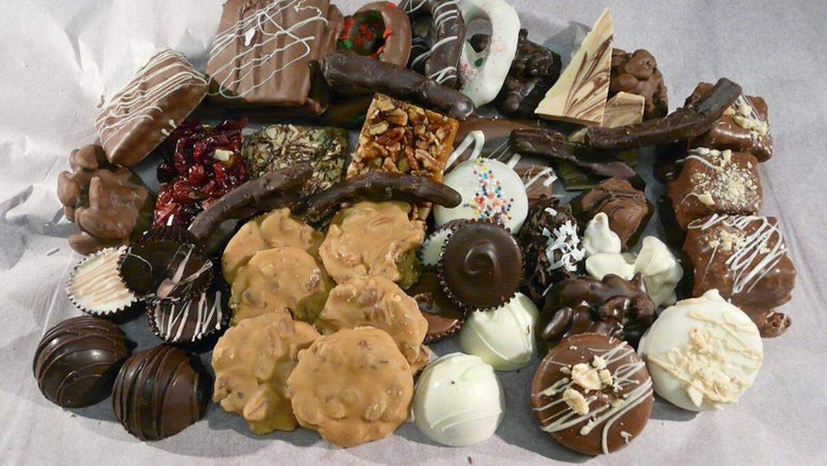 An assorted box of treats at Sweeties Homemade Ice Cream & Sweets in Georgetown.