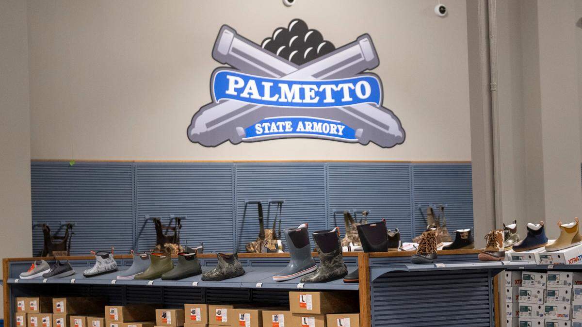 Palmetto State Armory opened today in the former The Sun News building on the Frontage Road East. The gun store also sells outdoor equipment and apparel and will feature a 34-lane shooting range for customers to try out guns before they buy and to provide training. April 26, 2023.