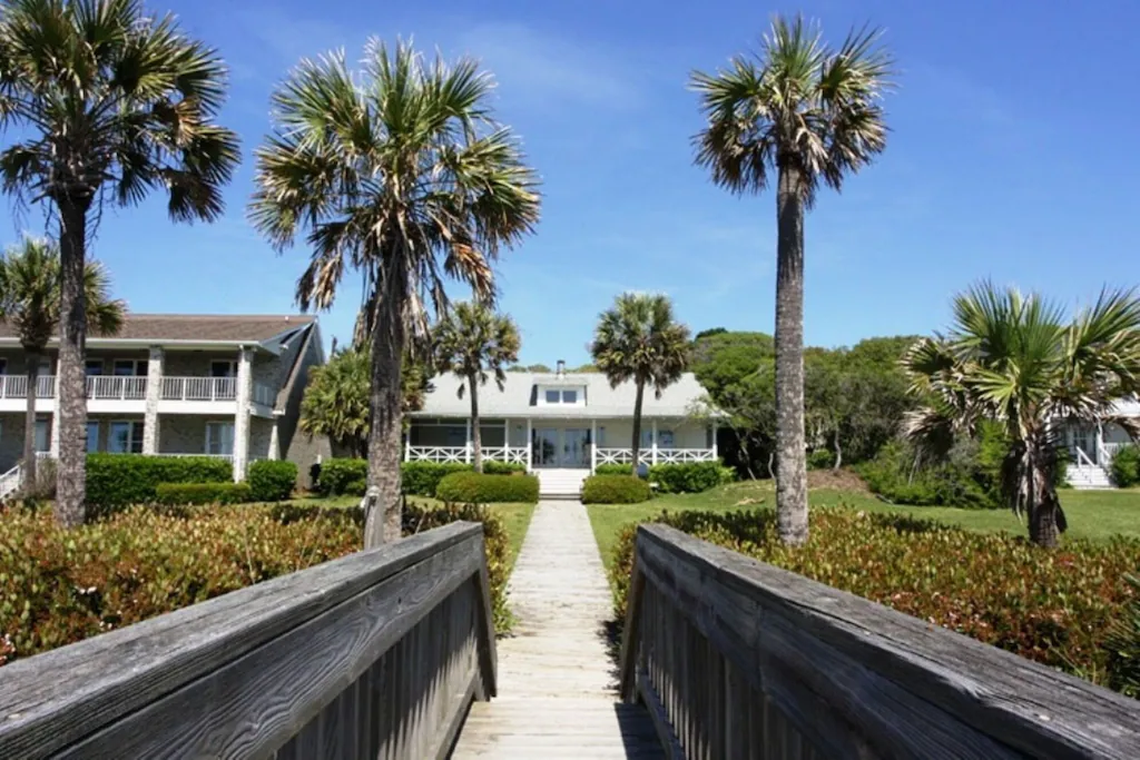 View from beach access at Southern Grace house on Myrtle Beach’s Golden Mile. Screenshot of listing. January 5, 2022.
