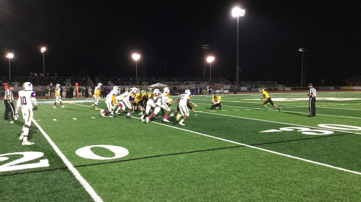 Myrtle Beach attempts a field goal against Wilson on Friday night at Doug Shaw Memorial Stadium. The Seahawks won 49-7.