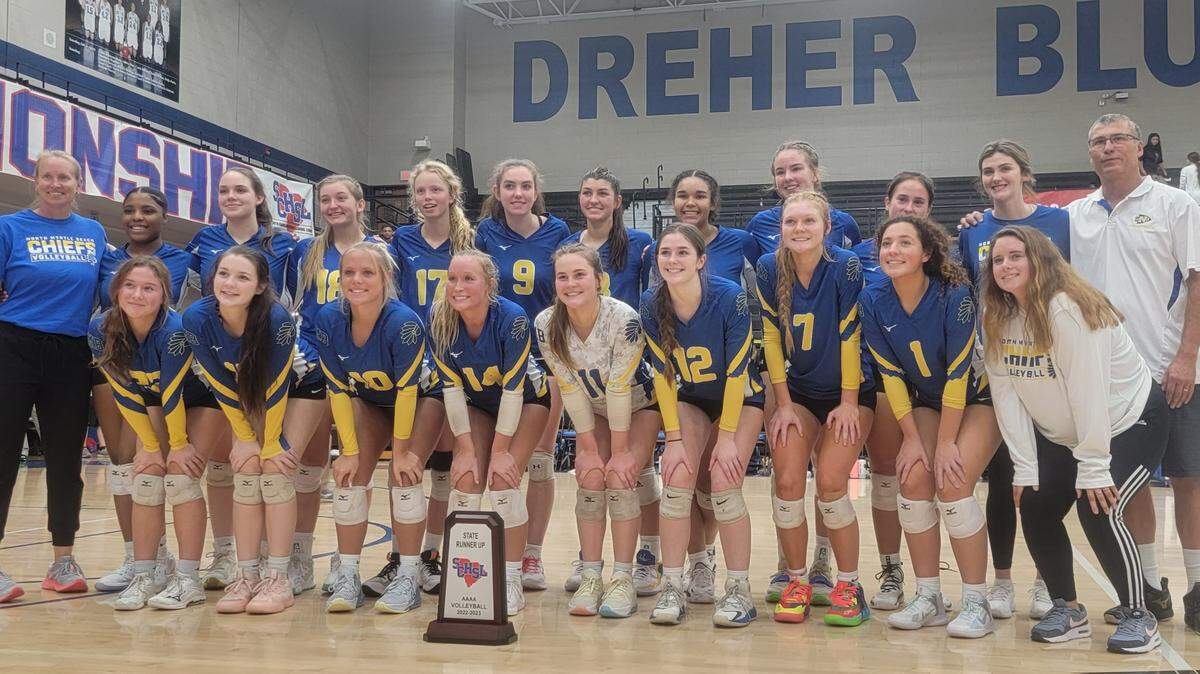 North Myrtle Beach poses with the runner-up trophy after the Class 4A volleyball match on Saturday.