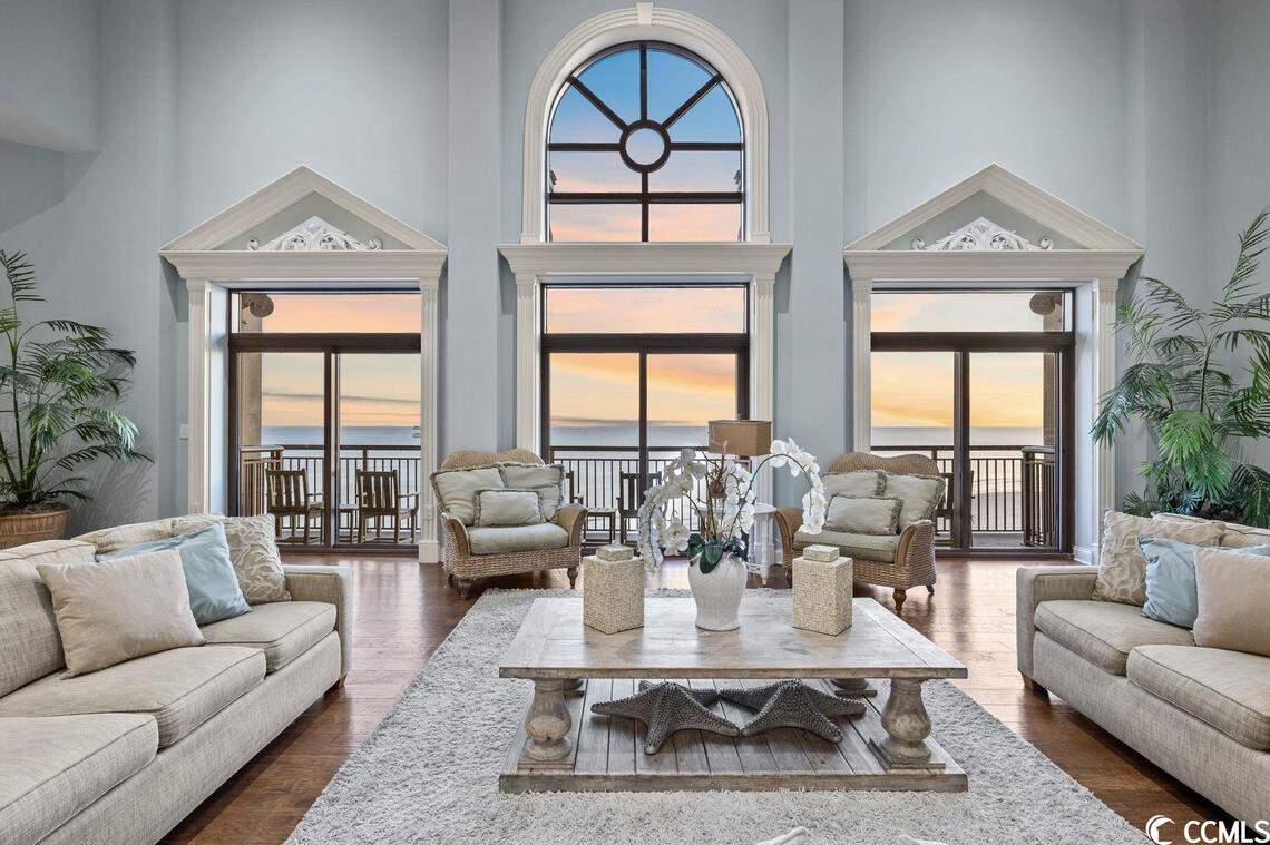 A North Myrtle Beach condo called the “Bridge Penthouse” is listed for $5 million. Located between the two North Beach Towers, near Barefoot Landing, this unit has seven bedrooms and an ocean view. Dec. 28, 2023.