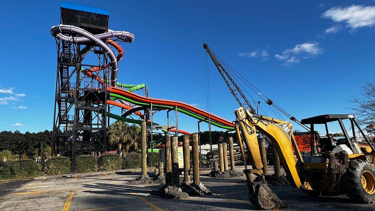 Myrtle Waves Water Park is installing a new waterslide for the 2024 season.